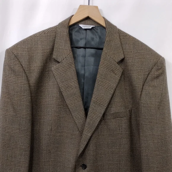 Joseph & Feiss Lambswool Blazer Mens 50L Brown Office Career Business Retro 90s